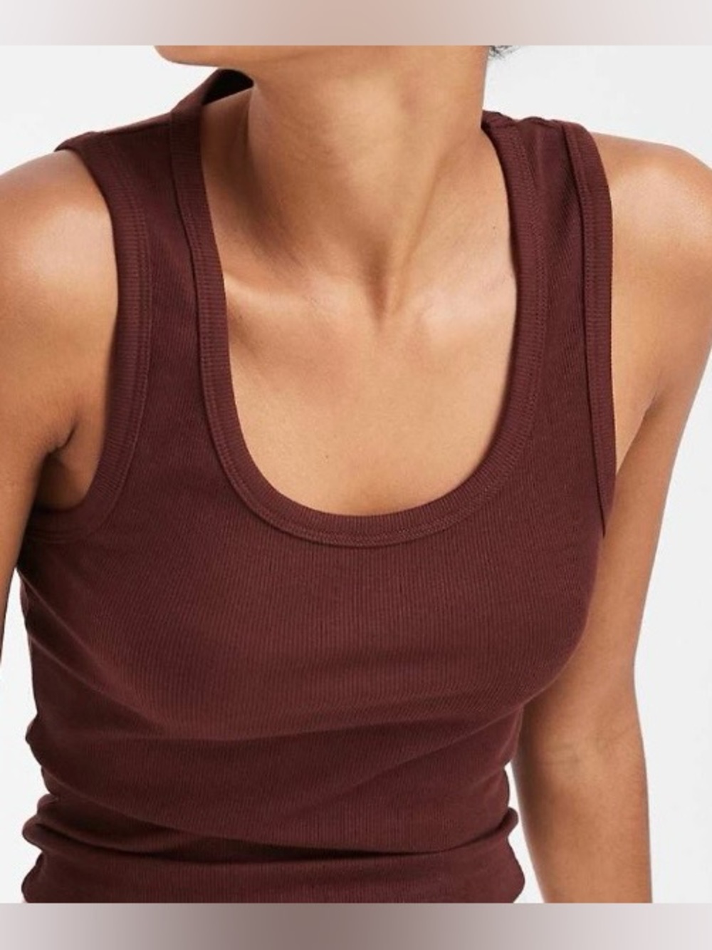 ASOS Ribbed Tank Top — Brown Size S